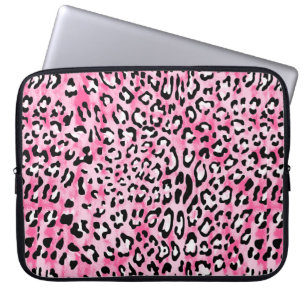 Vintage hand drawn seamless pink white colour leop laptop sleeve