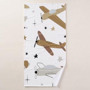 Vintage hand-drawn seamless repeating children sim bath towel