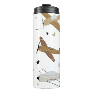 Vintage hand-drawn seamless repeating children sim thermal tumbler