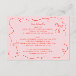 Vintage Hand Drawn Wedding Details Card