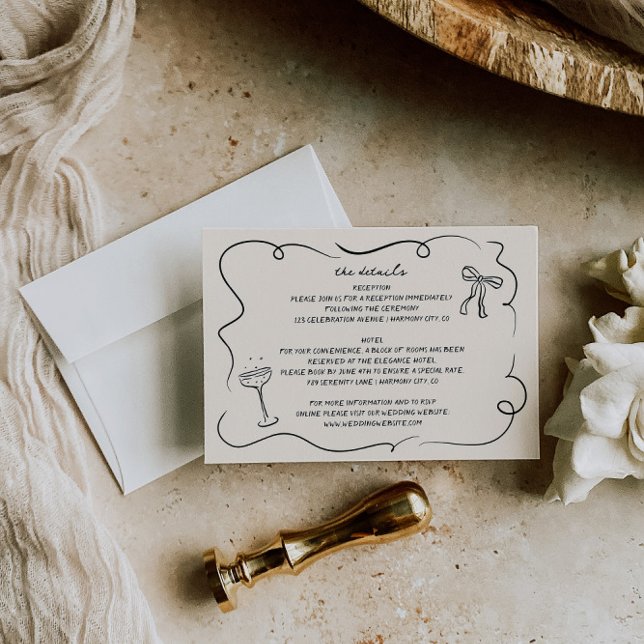 Vintage Hand Drawn Wedding Details Card (Creator Uploaded)