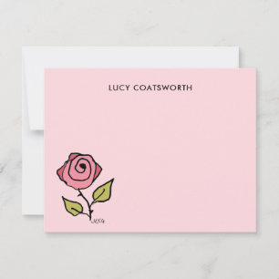 Vintage Hand-Illustrated Boho Soft Rose Pink Card