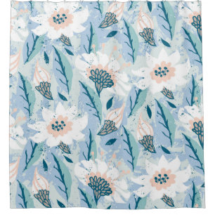 Vintage hand painted floral pattern with big white