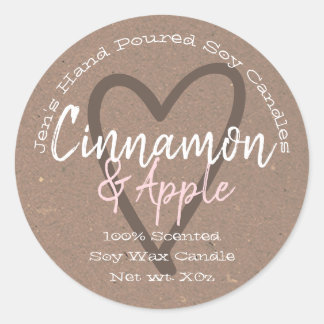 Vintage Hand Poured Candle Kraft Paper Purple Classic Round Sticker