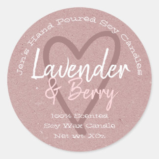 Vintage Hand Poured Candle Label Lilac Kraft Paper