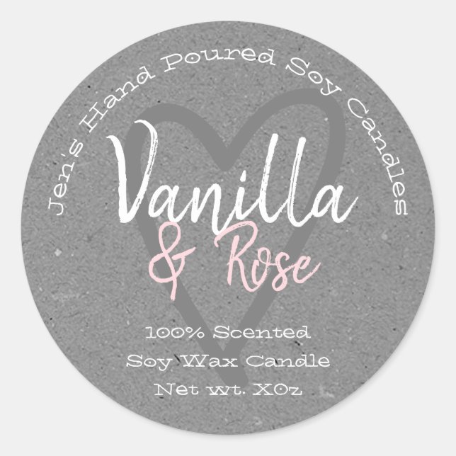Vintage Hand Poured Candle Labels Grey Kraft Paper (Front)