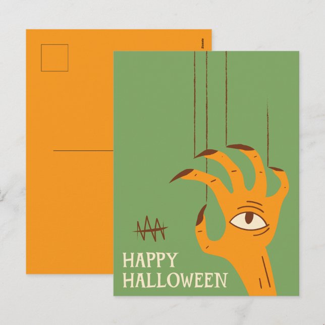Vintage Hand Puppet Halloween Holiday Postcard (Front/Back)
