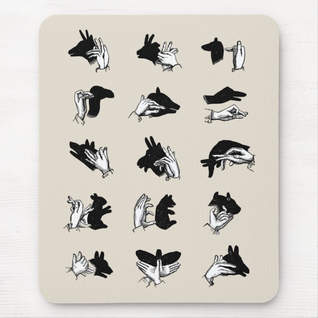 Vintage Hand Puppet Shadow Games Mouse Pad (Front)