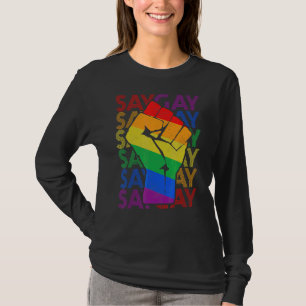 Vintage Hand Say Gay Lgbtq Proud Gay Pride Month T-Shirt
