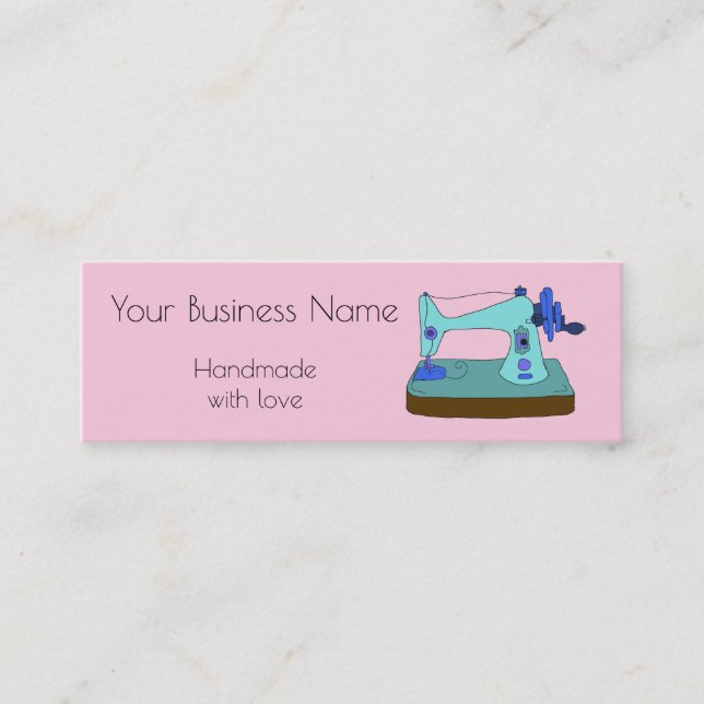 Vintage hand sewing machine customisable mini business card (Front)