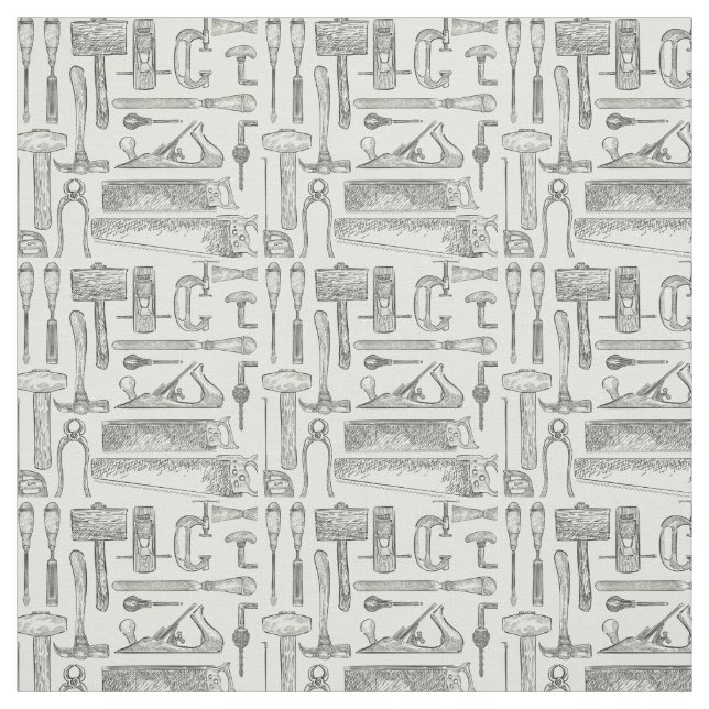Vintage Hand Tools pattern  Woodworking Carpenter Fabric (Swatch)
