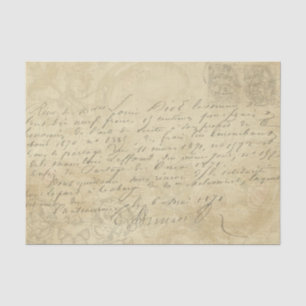 Vintage Hand Written Letter Script Map Decoupage  Tissue Paper