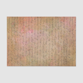 Vintage Hand Written Script Gold Pink Tissue Paper