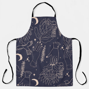 Vintage Hands and Birds: Artistic Pattern Apron