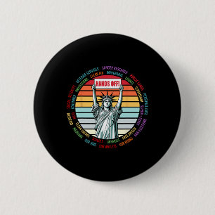 Vintage Hands Off Protest Anti Trump 2 Inch Round Button