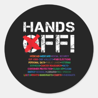 Vintage Hands Off Protest My Social Security Medic Classic Round Sticker