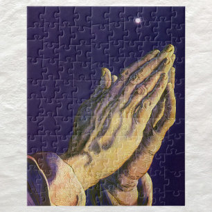 Vintage Hands Praying with Star of Bethlehem Jigsaw Puzzle