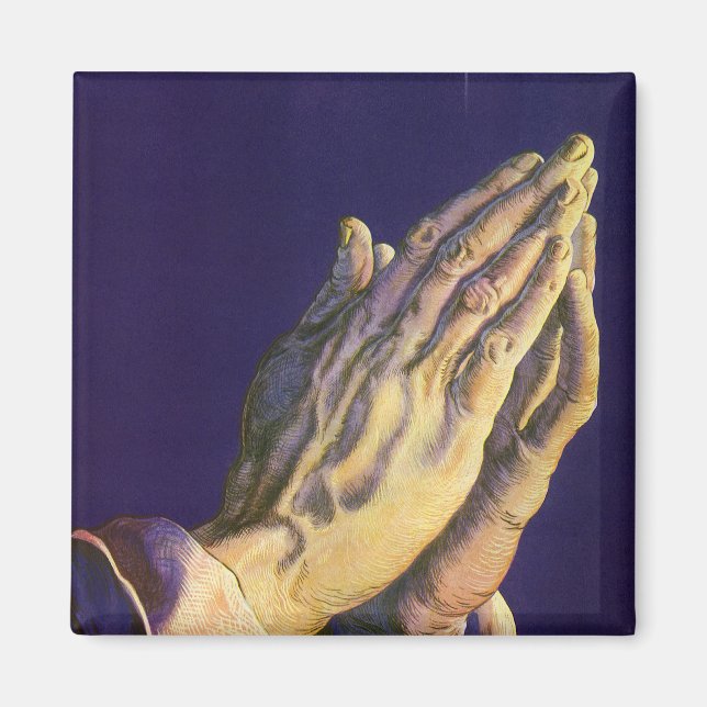 Vintage Hands Praying with Star of Bethlehem Magnet (Front)