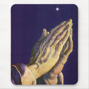 Vintage Hands Praying with Star of Bethlehem Mouse Pad
