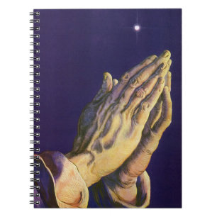 Vintage Hands Praying with Star of Bethlehem Notebook