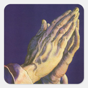 Vintage Hands Praying with Star of Bethlehem Square Sticker
