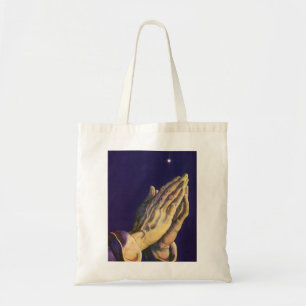 Vintage Hands Praying with Star of Bethlehem Tote Bag