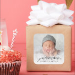 Vintage Handwriting Baby's 1st Christmas Photo Square Sticker<br><div class="desc">Designed by fat*fa*tin. Easy to customize with your own text, photo or image. For custom requests, please contact fat*fa*tin directly. Custom charges apply.
www.zazzle.com/fat_fa_tin
www.zazzle.com/color_therapy
www.zazzle.com/fatfatin_blue_knot
www.zazzle.com/fatfatin_red_knot
www.zazzle.com/fatfatin_mini_me
www.zazzle.com/fatfatin_box
www.zazzle.com/fatfatin_design
www.zazzle.com/fatfatin_ink</div>