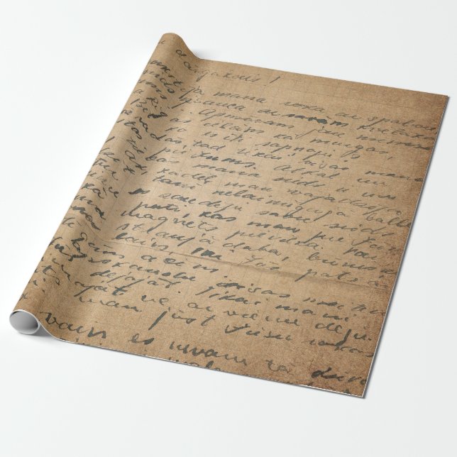 Vintage Handwriting Style 16 Wrapping Paper Roll (Unrolled)