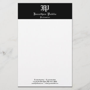 Vintage Handwritten Black White Template Elegant Stationery