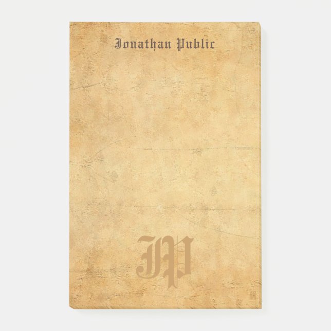 Vintage Handwritten Monogram Elegant Template Post-it Notes (Front)