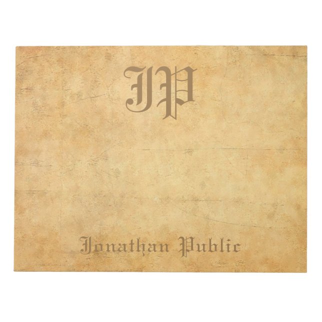 Vintage Handwritten Monogram Wedding Text Template Notepad (Front)