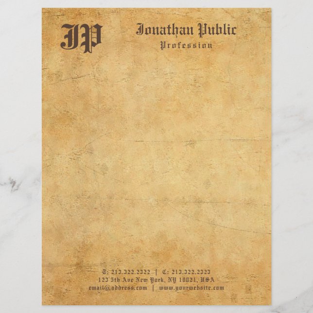 Vintage Handwritten Old English Text Elegant Cool Letterhead (Front)