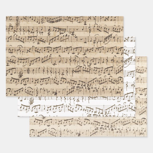 Vintage Handwritten Sheet Music Decoupage Wrap (Set)