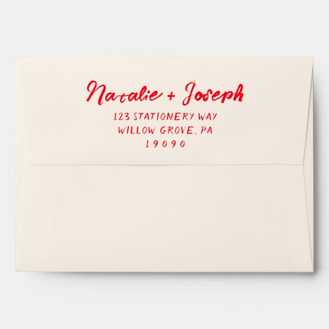 Vintage Handwritten Trendy Unique Modern Wedding Envelope (Back (Top Flap))