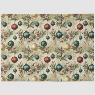Vintage Hanging Ornaments, Berries, Branches Tissue Paper