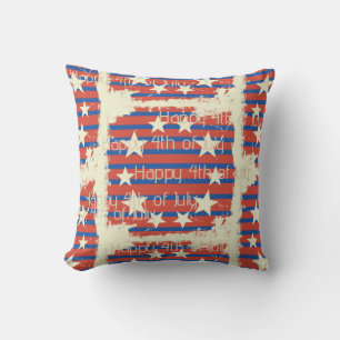 Vintage Happy 4th of July / Independence day Throw Pillow