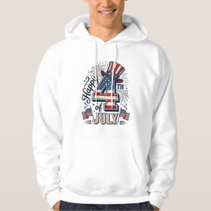Vintage Happy 4th of July Patriotic Hat Vector Des Hoodie