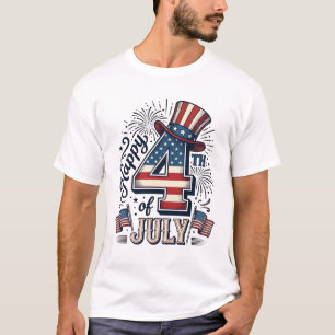 Vintage Happy 4th of July Patriotic Hat Vector Des T-Shirt
