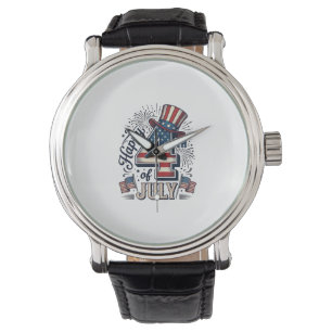 Vintage Happy 4th of July Patriotic Hat Vector Des Watch