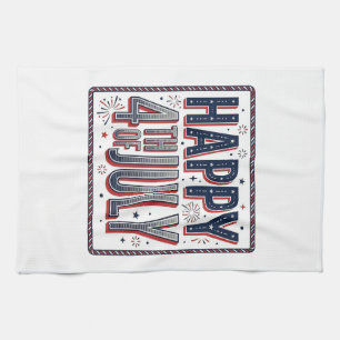 Vintage Happy 4th of July Patriotic Shirt Design_1 Kitchen Towel