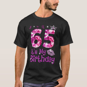 Vintage Happy 65 It's My Birthday Crown Lips 65th  T-Shirt
