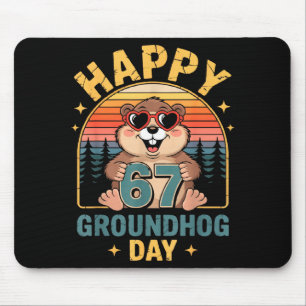 Vintage Happy 67 Groundhog Day Animal Lover Men Wo Mouse Pad