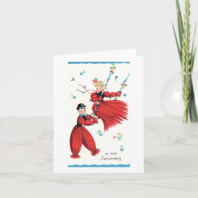 Vintage Happy Anniversary for Couple Card (Front)
