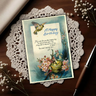 Vintage Happy Birthday 1917 Bird Nest Postcard