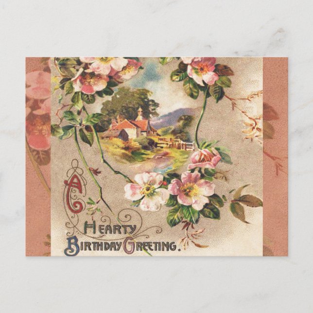 Vintage Happy Birthday Card Artwork (Front)