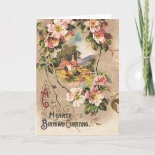 Vintage Happy Birthday Card Artwork