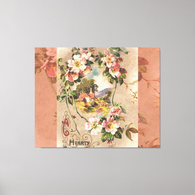 Vintage Happy Birthday Card Artwork Canvas Print (Front)