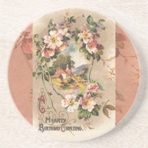 Vintage Happy Birthday Card Artwork Coaster