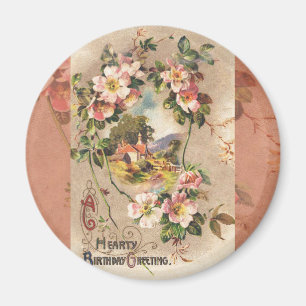 Vintage Happy Birthday Card Artwork Magnet