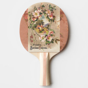 Vintage Happy Birthday Card Artwork Ping Pong Paddle